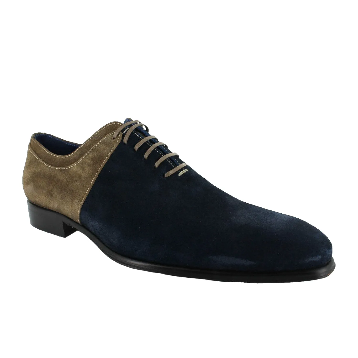 1509 - Navy Suede With Beige Suede