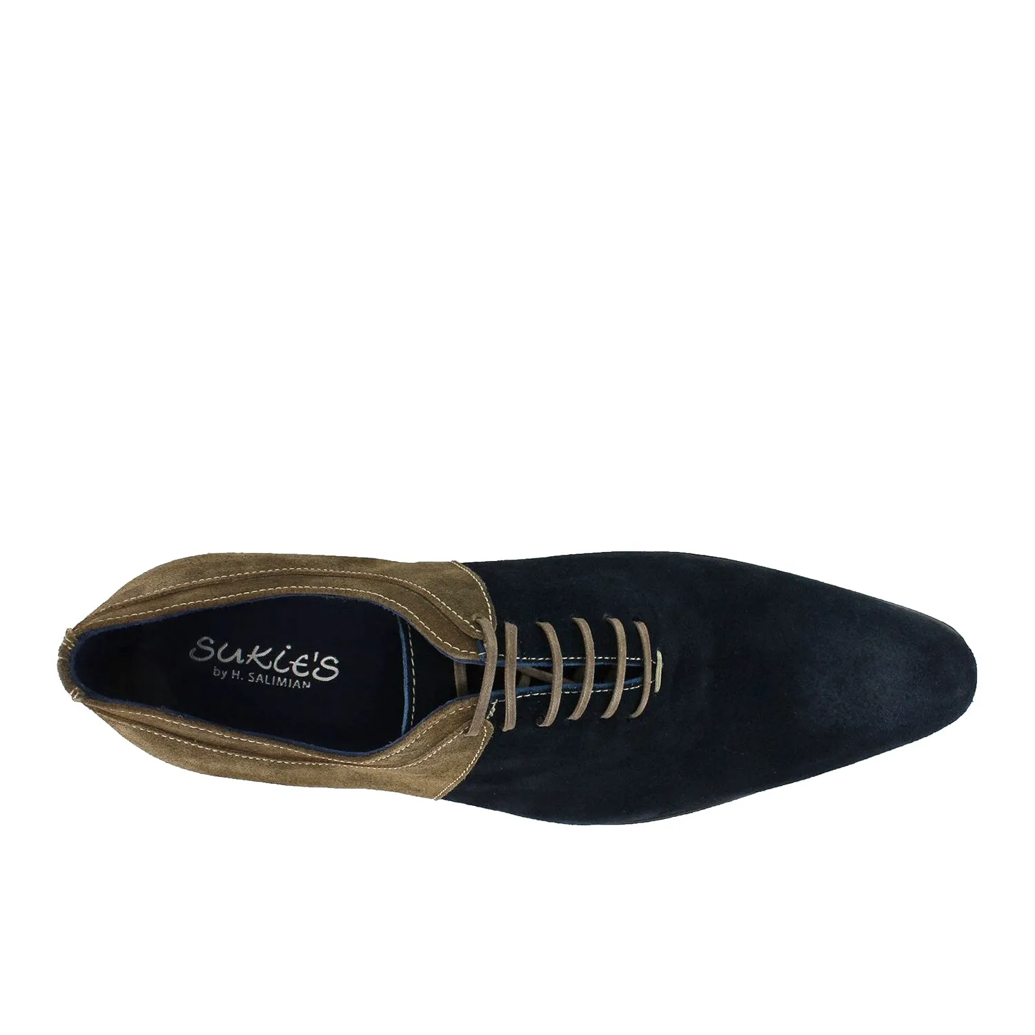 1509 - Navy Suede With Beige Suede