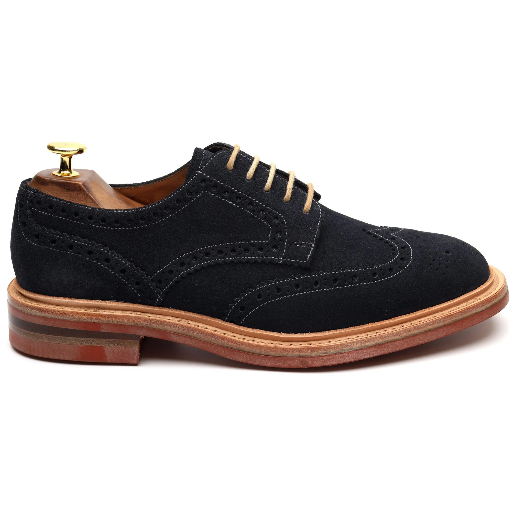 1880 'Leamington' Blue Suede Derby Brogues UK 6.5 F