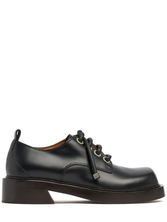 Alexander McQueen   Squared toe leather lace-up shoes 