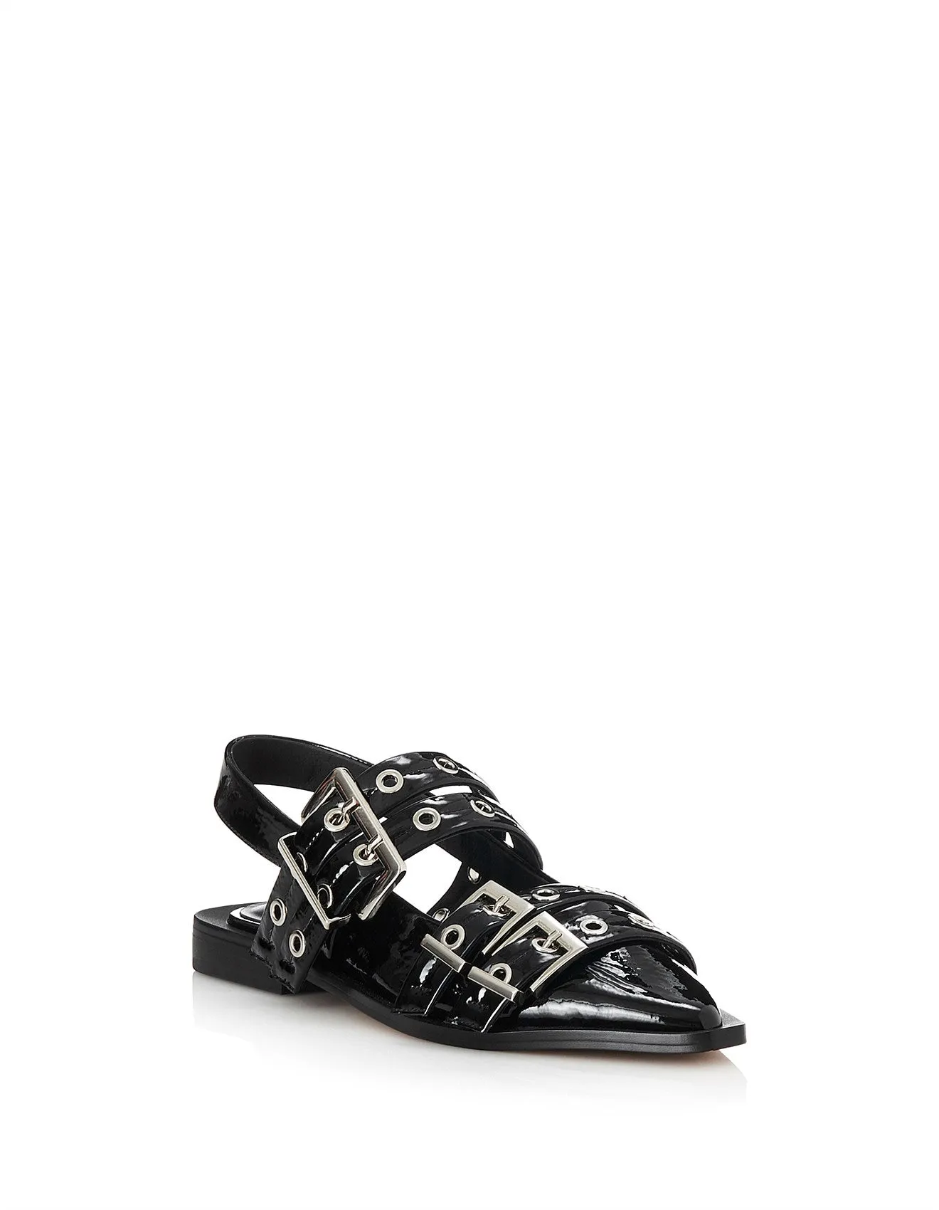 ALIAS MAE Womens Zina Sling Back Leather Shoes - Black Crinkle