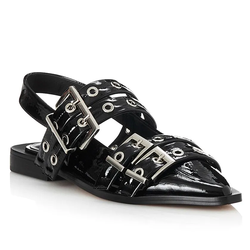 ALIAS MAE Womens Zina Sling Back Leather Shoes - Black Crinkle