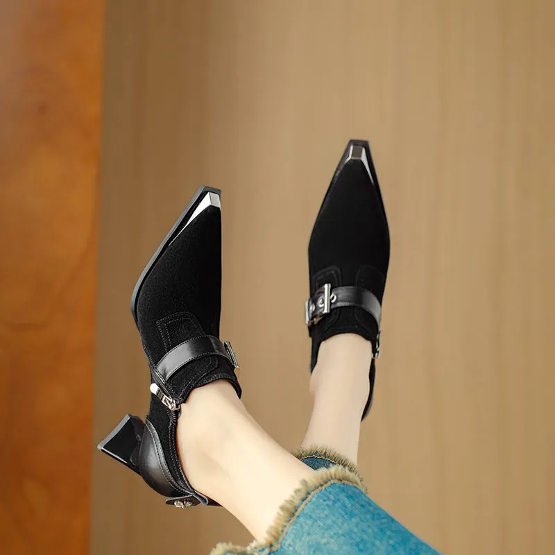 AlliChic Exotic Suede Pointed Toe  High Heels