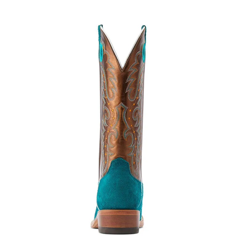 ARIAT WOMEN'S FUTURITY BOON WESTERN BOOTS | ANCIENT TURQUOISE ROUGHOUT / GILDED MOCHA