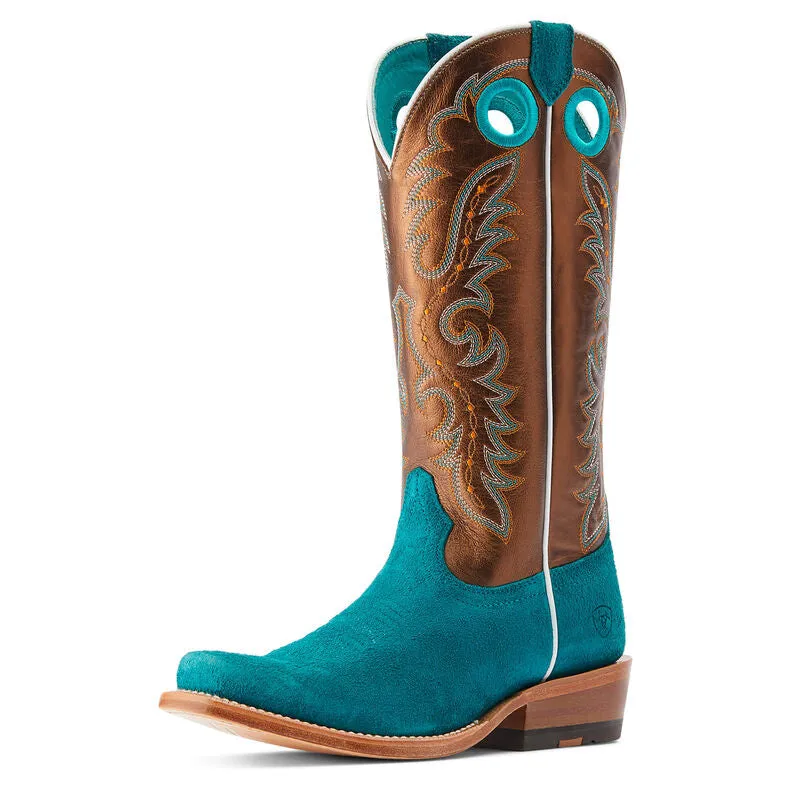 ARIAT WOMEN'S FUTURITY BOON WESTERN BOOTS | ANCIENT TURQUOISE ROUGHOUT / GILDED MOCHA