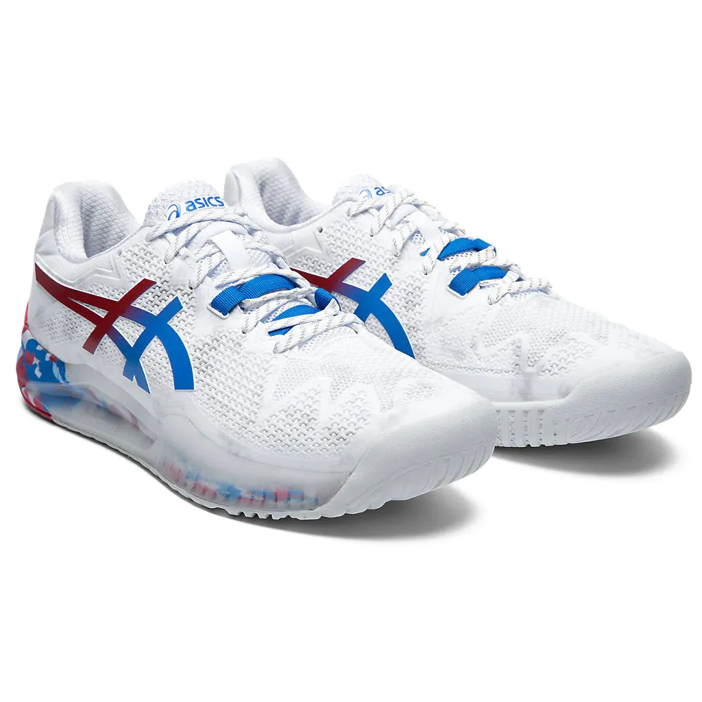 Asics Gel Resolution 8 Retro Tokyo White Blue Mens Tennis Shoes