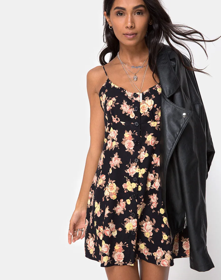 Auvaly Slip Dress in Antique Rose Black