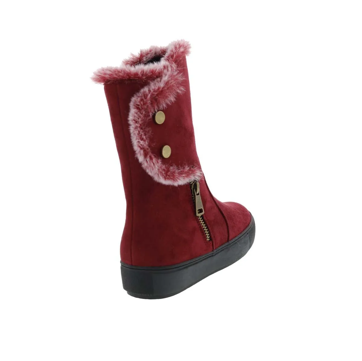 Bellini Furry Women Zipper Boots In Wine Microsuede/faux Fur