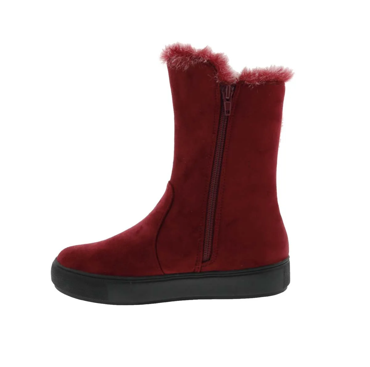 Bellini Furry Women Zipper Boots In Wine Microsuede/faux Fur