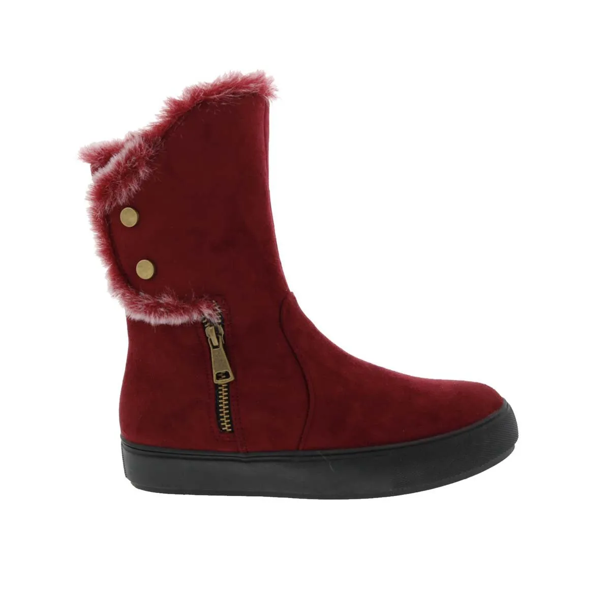 Bellini Furry Women Zipper Boots In Wine Microsuede/faux Fur