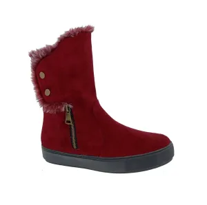 Bellini Furry Women Zipper Boots In Wine Microsuede/faux Fur