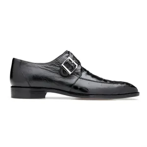 Belvedere Josh in Black Genuine Ostrich Split Toe Monk Strap Dress Shoes