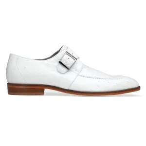 Belvedere Josh in White Genuine Ostrich Split Toe Monk Strap Dress Shoes