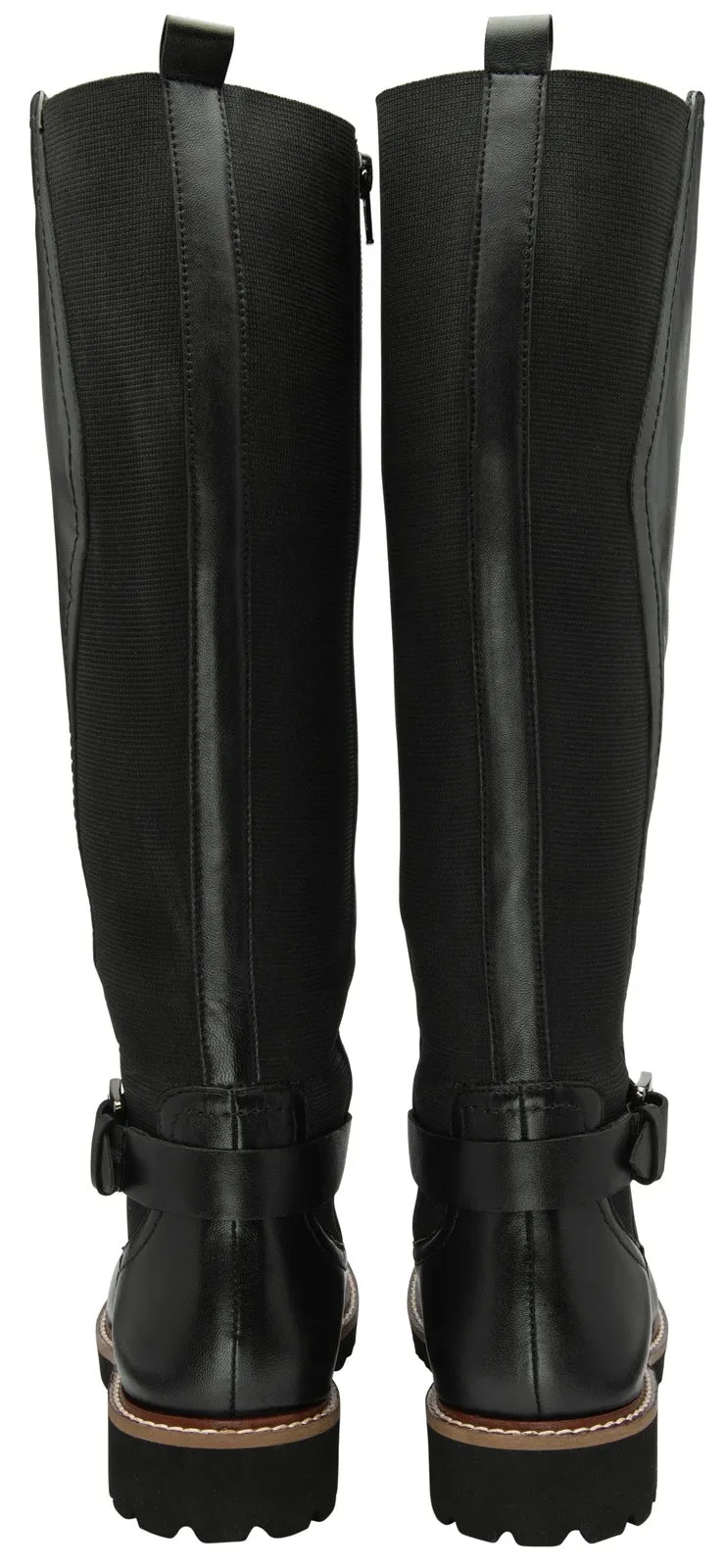 Belverdere Ladies Flat Knee High Boot - Black Leather