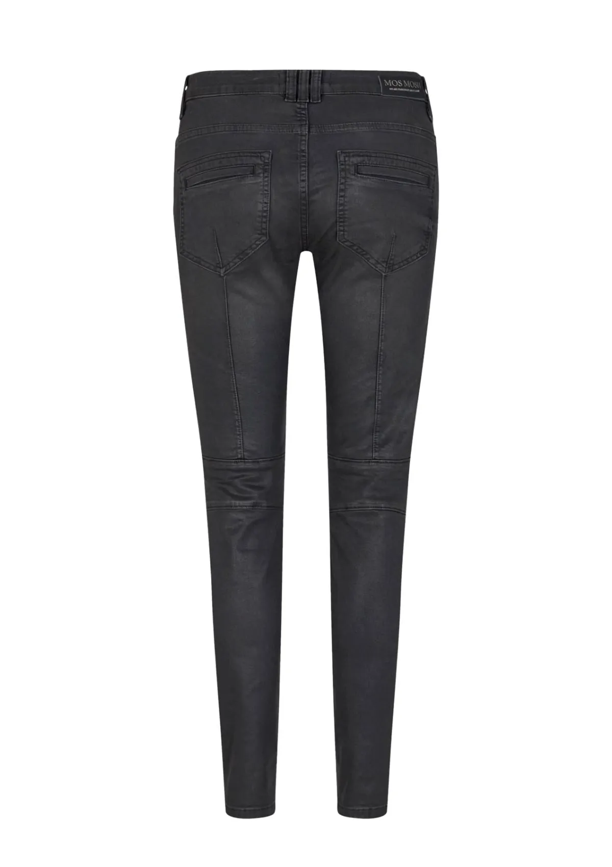 Biker Style Coated Dark Grey Coated Jean | Alanis | Mos Mosh