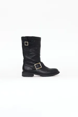 Black Leather Biker II Boot