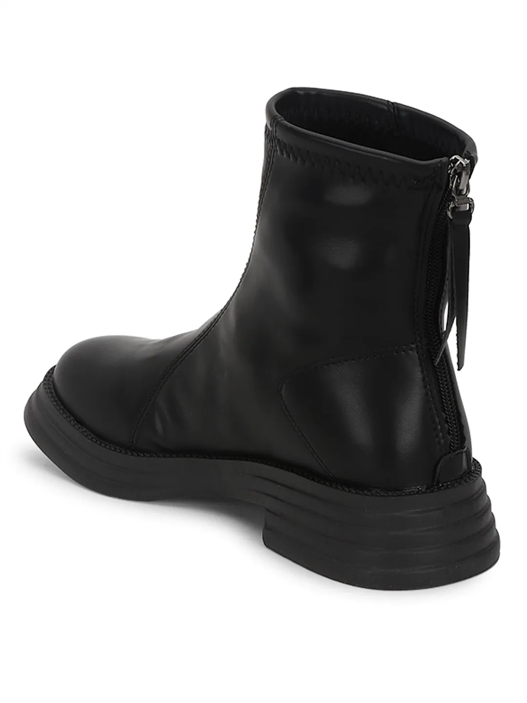 Black PU High-End-Fashion Stylish Ankle Boots (TC-RS3688-BLK)