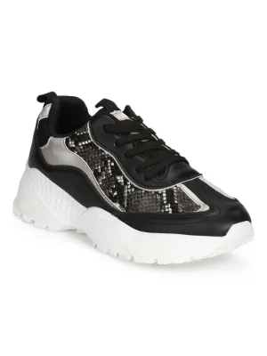 Black Snake Chunky Cleated Bottom Sneakers