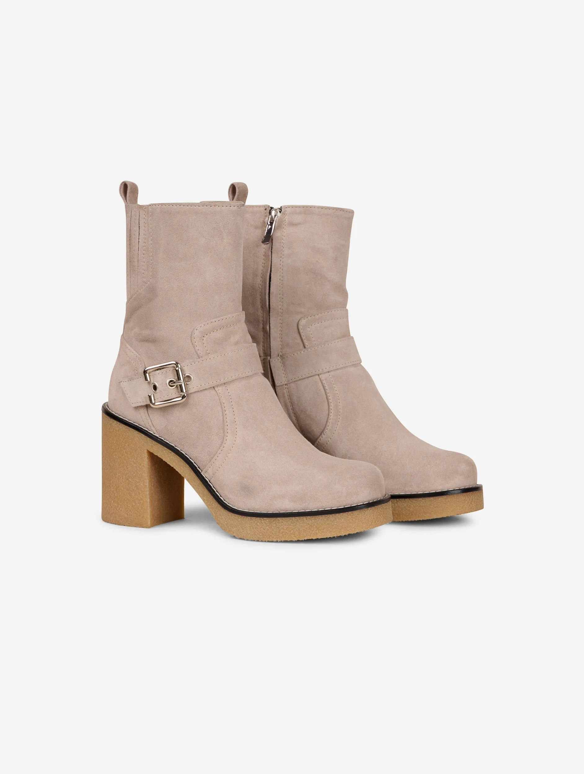 Boots biker en daim sable