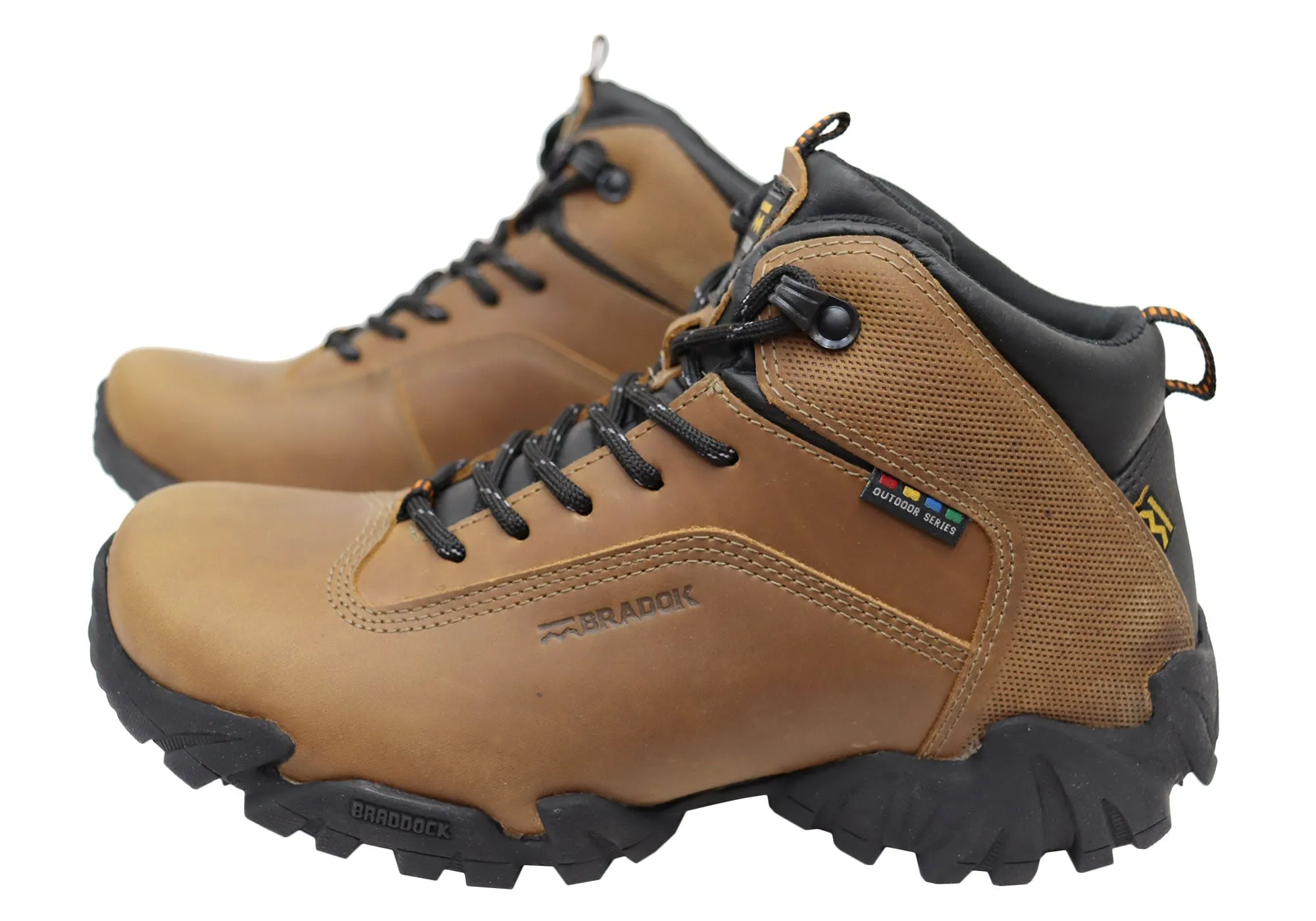 Bradok Krakatoa Mid Mens Comfort Leather Hiking Boots Made In Brazil