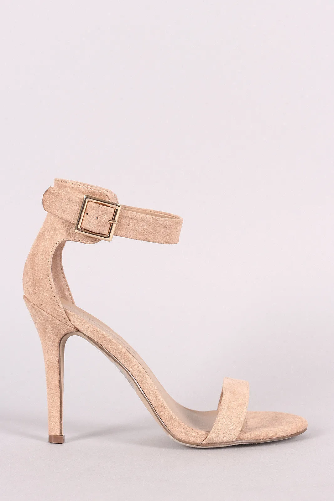 Breckelle Suede Buckle Ankle Strap Single Sole Heel