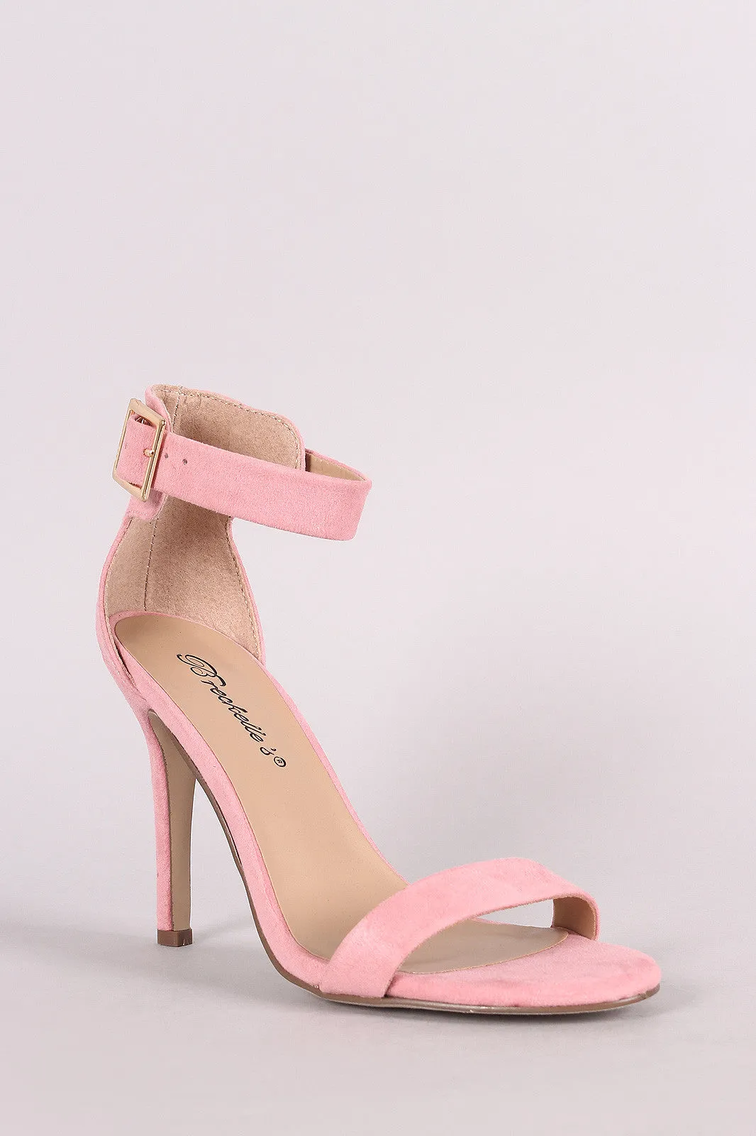 Breckelle Suede Buckle Ankle Strap Single Sole Heel