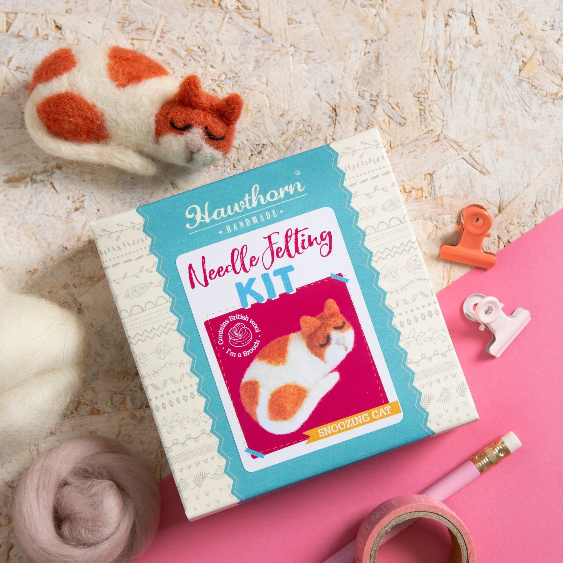 Cat Brooch Needle Felting Kit