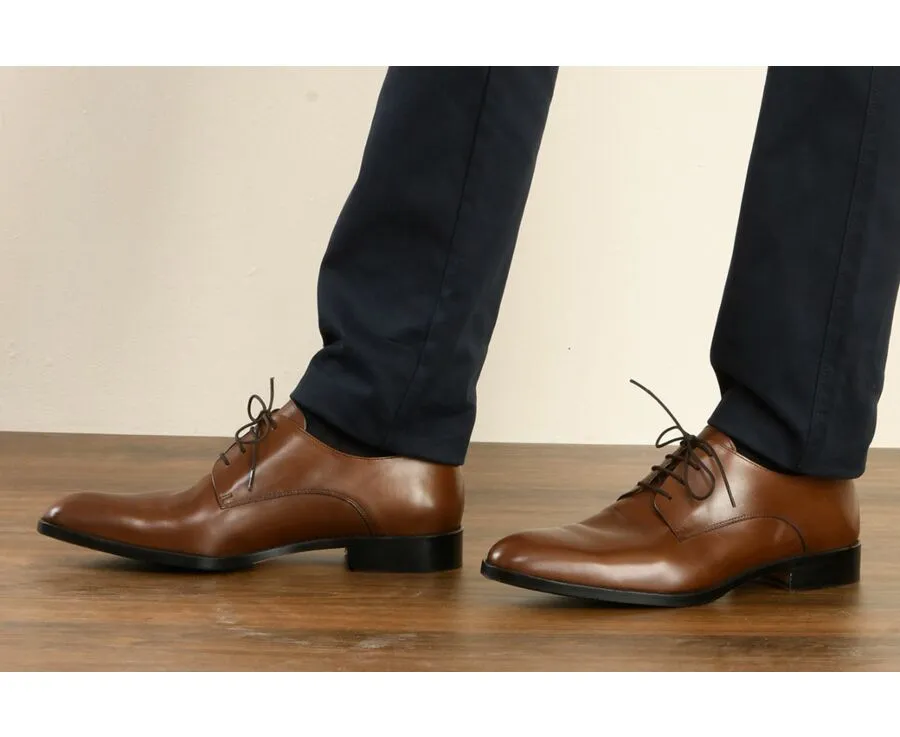 Chestnut Derby Shoes - Leather outsole with rubber pad - PHILIP II PATIN