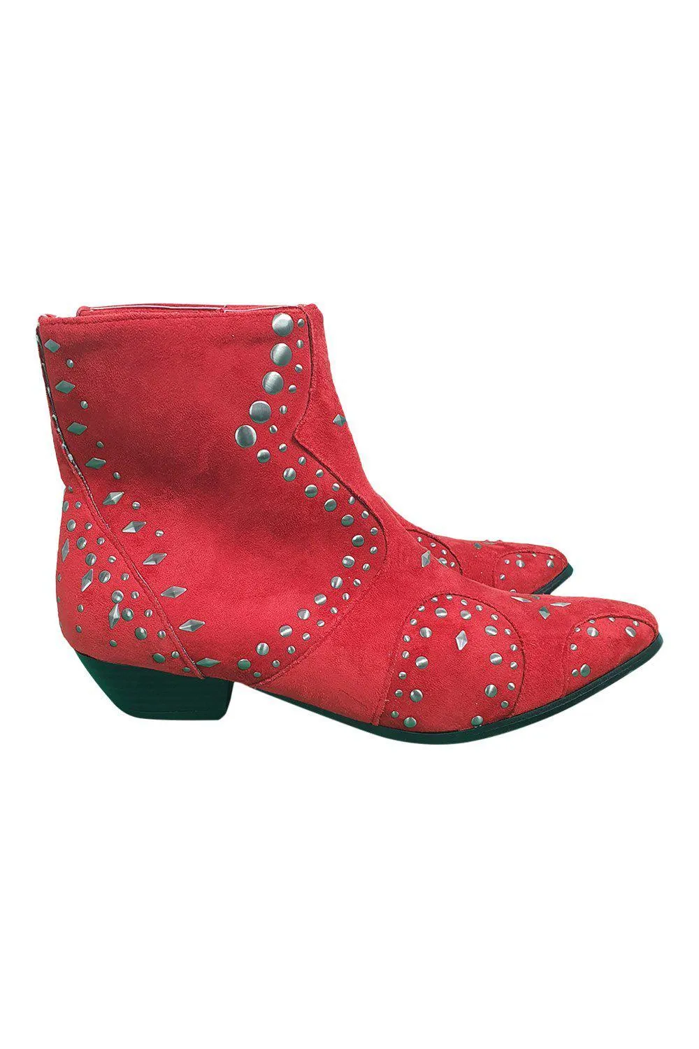 COCONUTS by Matisse Red Suede Studded Ankle Boots (US 6 | UK 3)