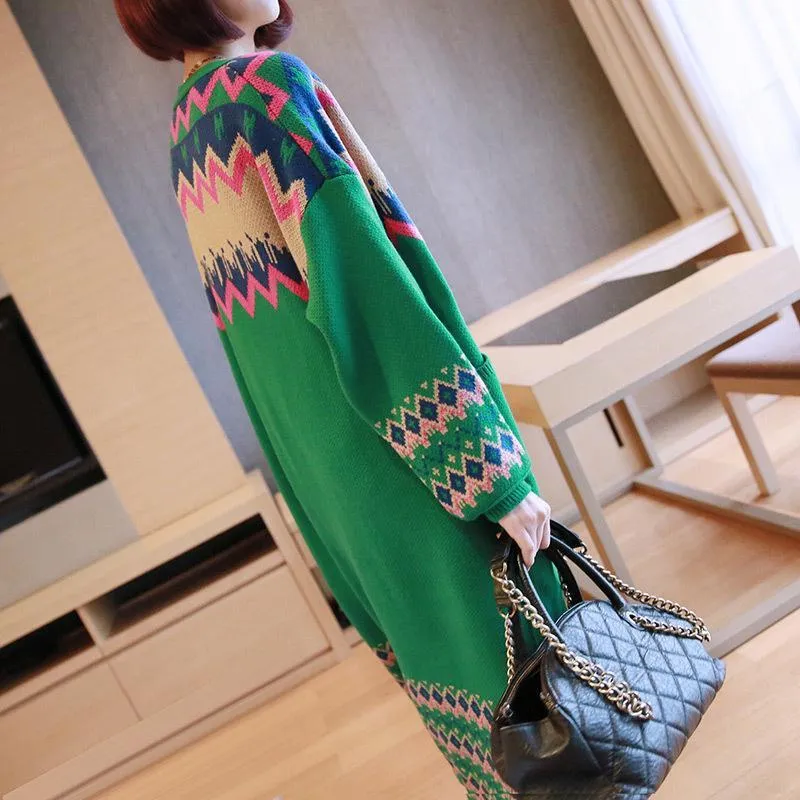 Colorful Long Sleeve Knitted Cardigan Sweater