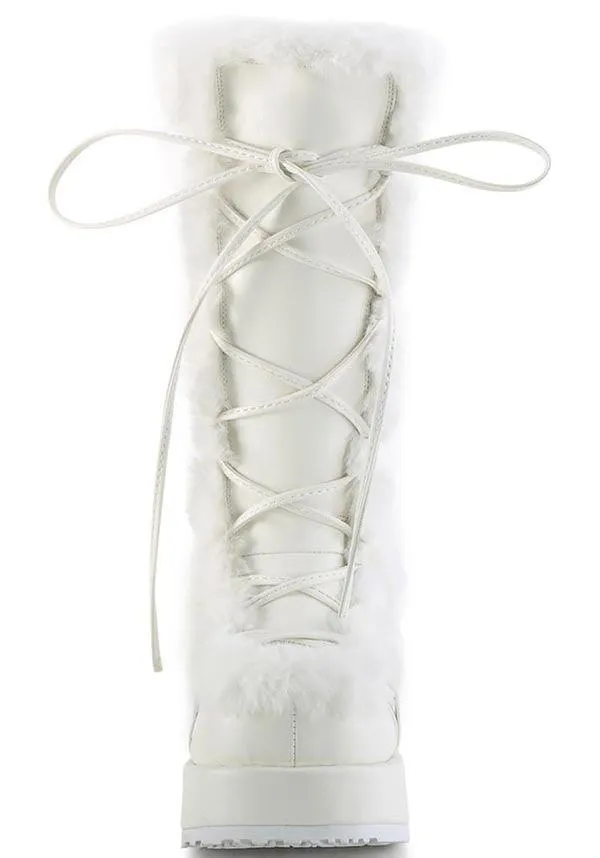 CUBBY-311 [White Vegan Leather] | PLATFORM BOOTS [PREORDER]