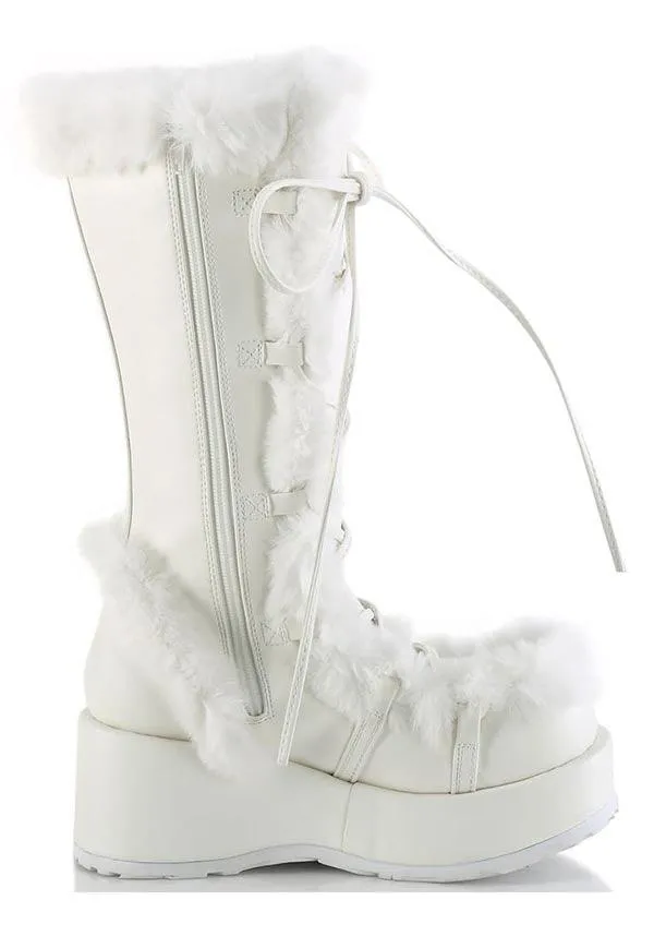 CUBBY-311 [White Vegan Leather] | PLATFORM BOOTS [PREORDER]