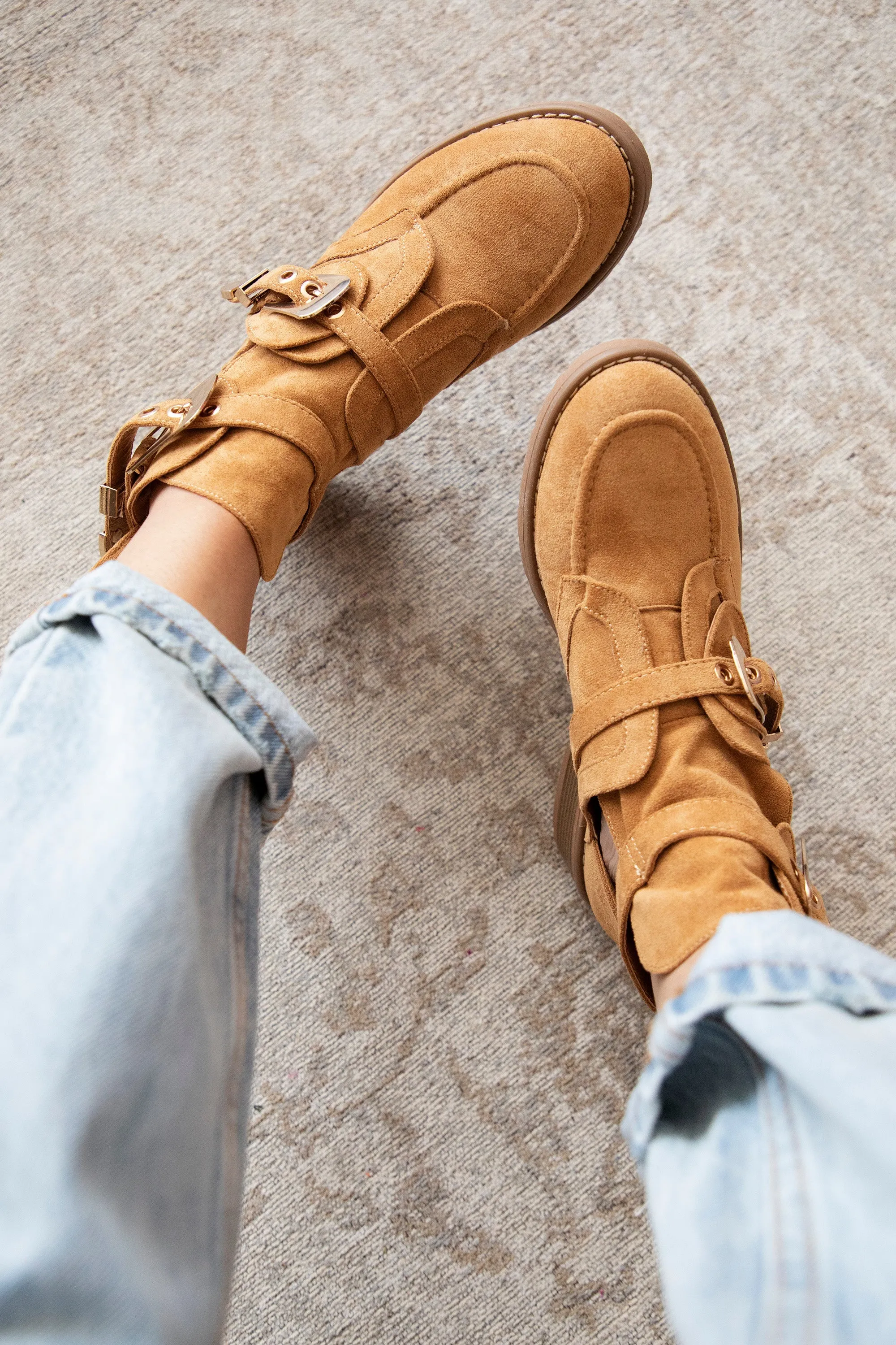 Cut Out Ankle Camel - Boots