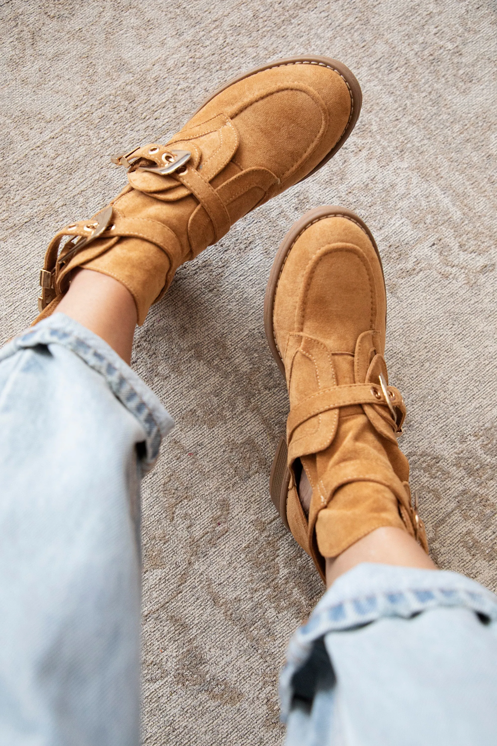 Cut Out Ankle Camel - Boots