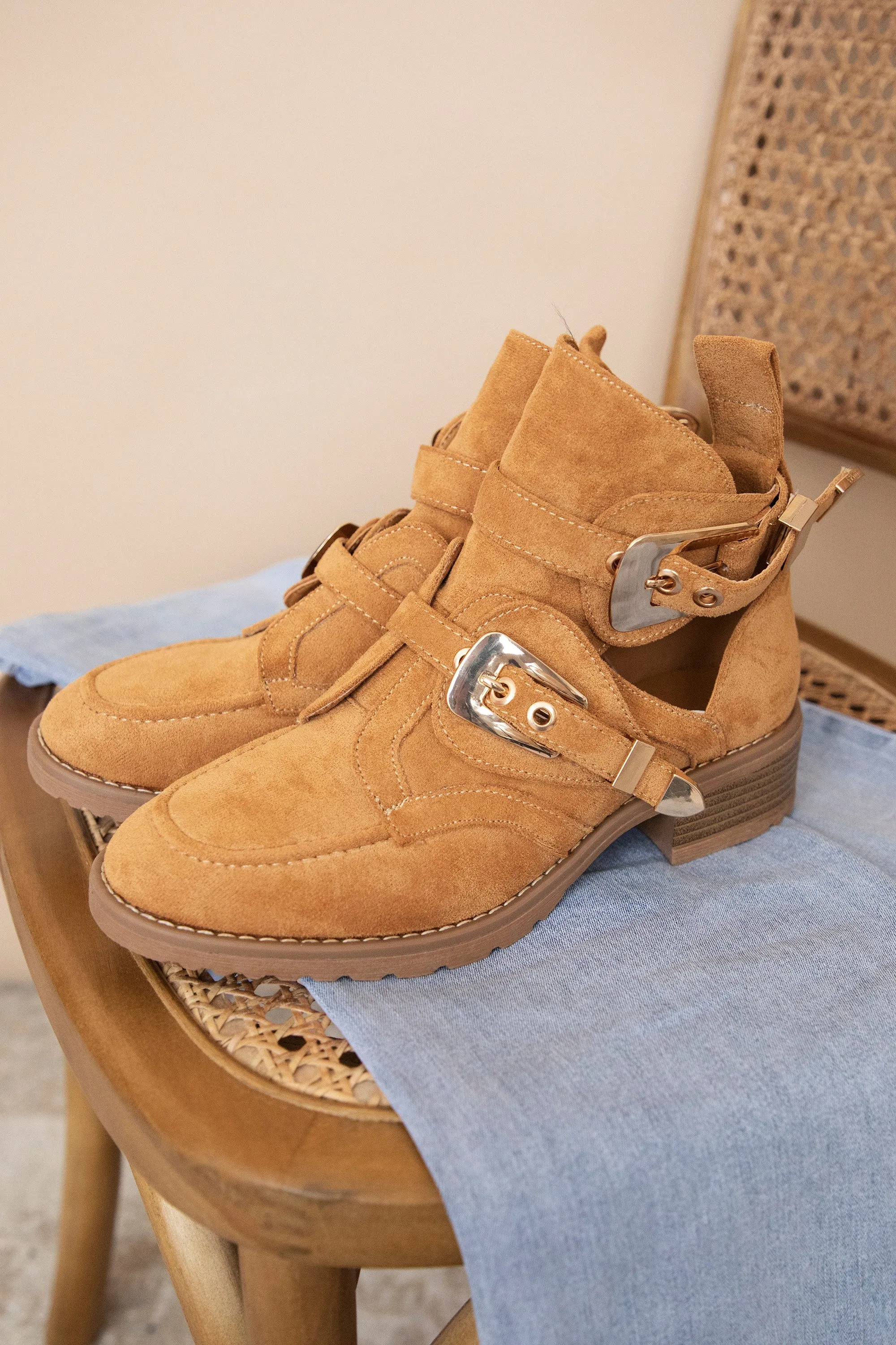 Cut Out Ankle Camel - Boots