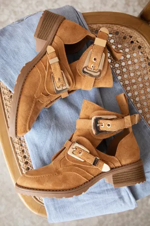 Cut Out Ankle Camel - Boots