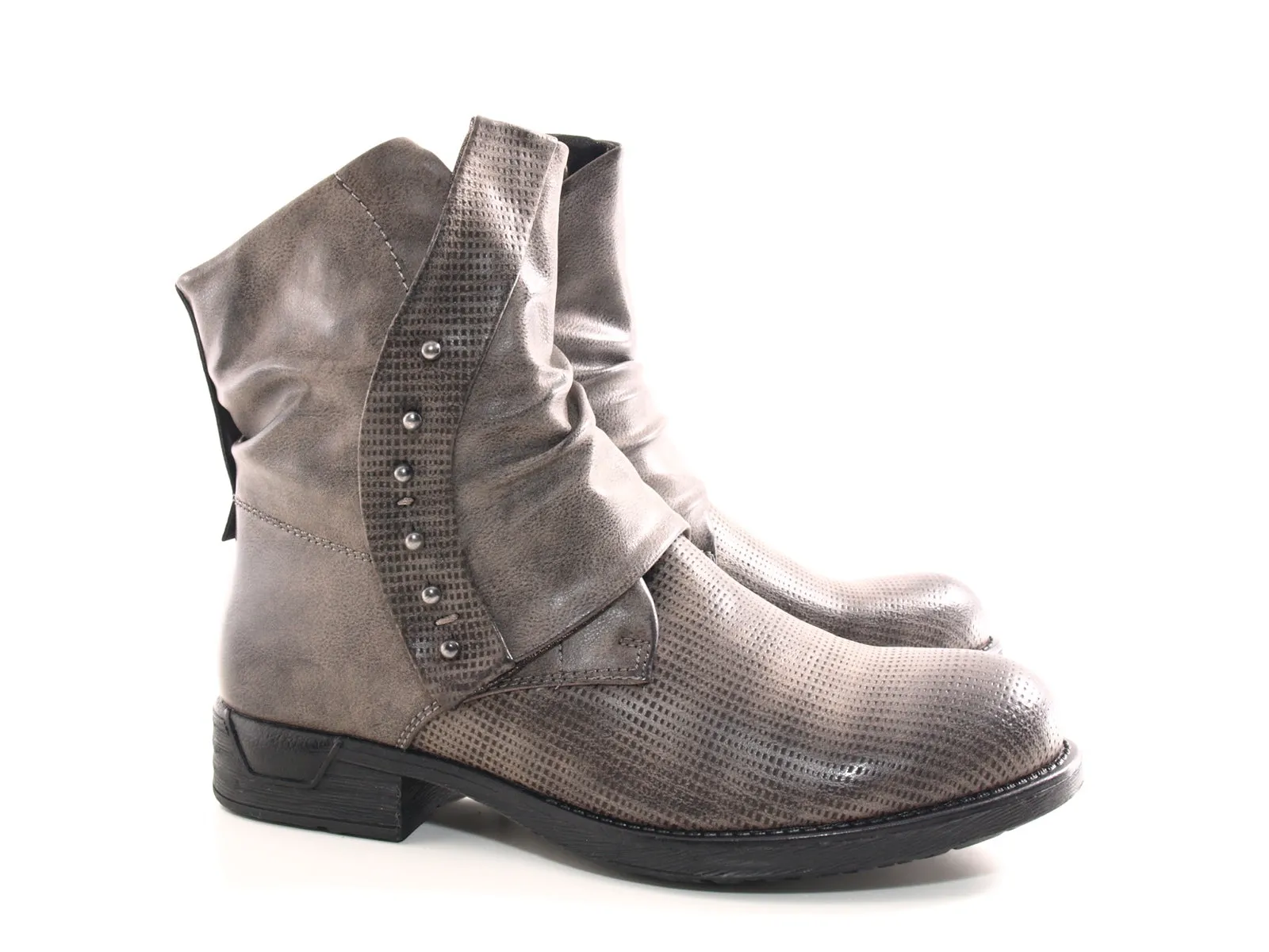 Damen Stiefeletten Biker Boots Outdoor Winterboots warm gefüttert Grey # 936