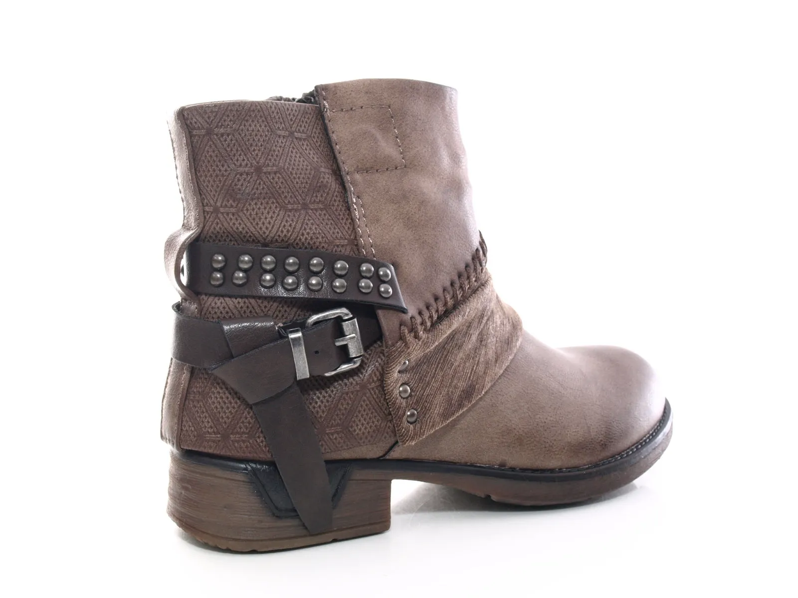 Damen Stiefeletten Biker Boots Outdoor Winterboots warm gefüttert Khaki # 283