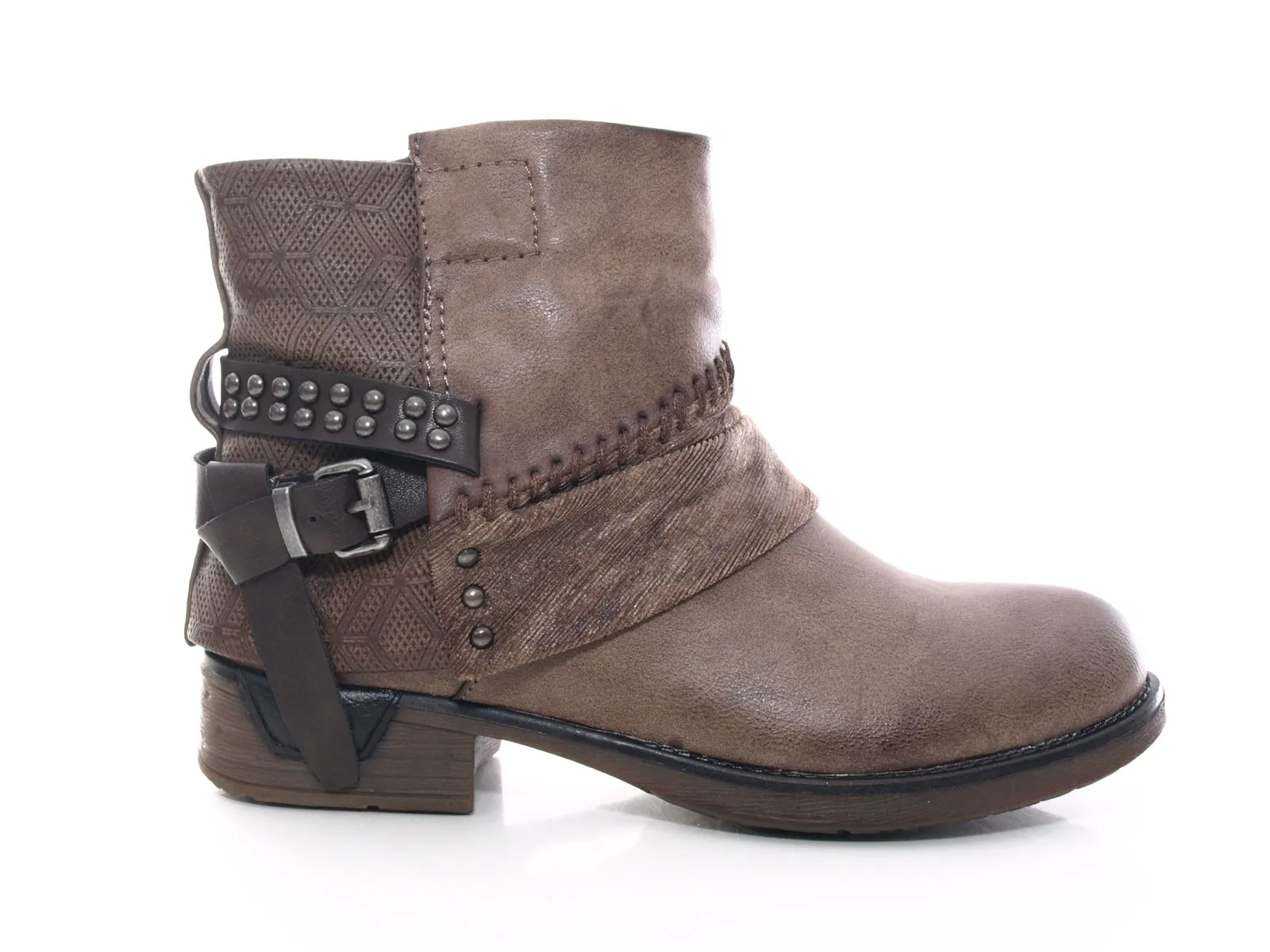 Damen Stiefeletten Biker Boots Outdoor Winterboots warm gefüttert Khaki # 283