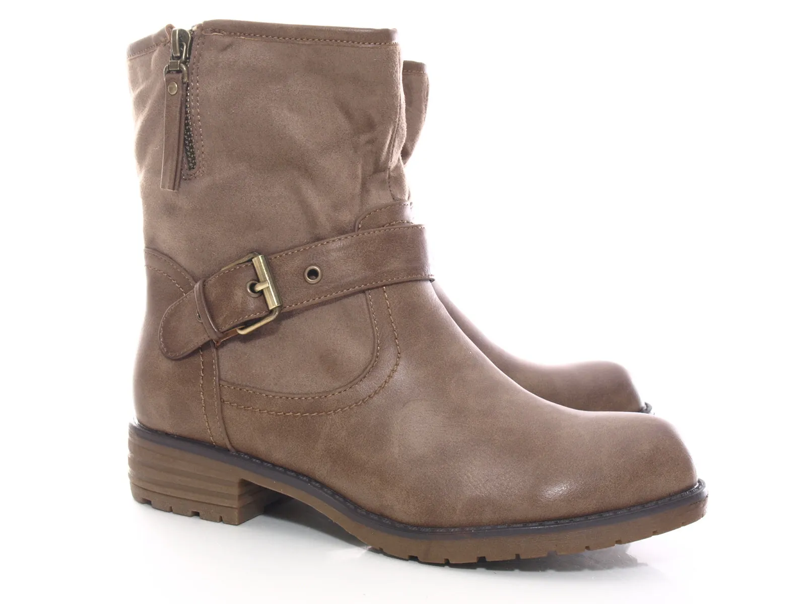 Damen Stiefeletten Biker Boots Outdoor Winterboots warm gefüttert Khaki # 520