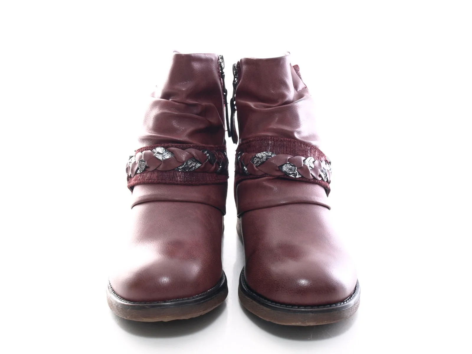 Damen Stiefeletten Biker Boots Outdoor Winterboots warm gefüttert Wine # 210