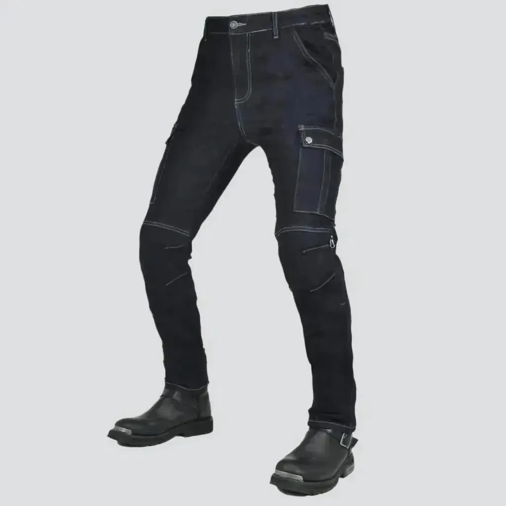 Dark-wash slim biker jeans
 for men