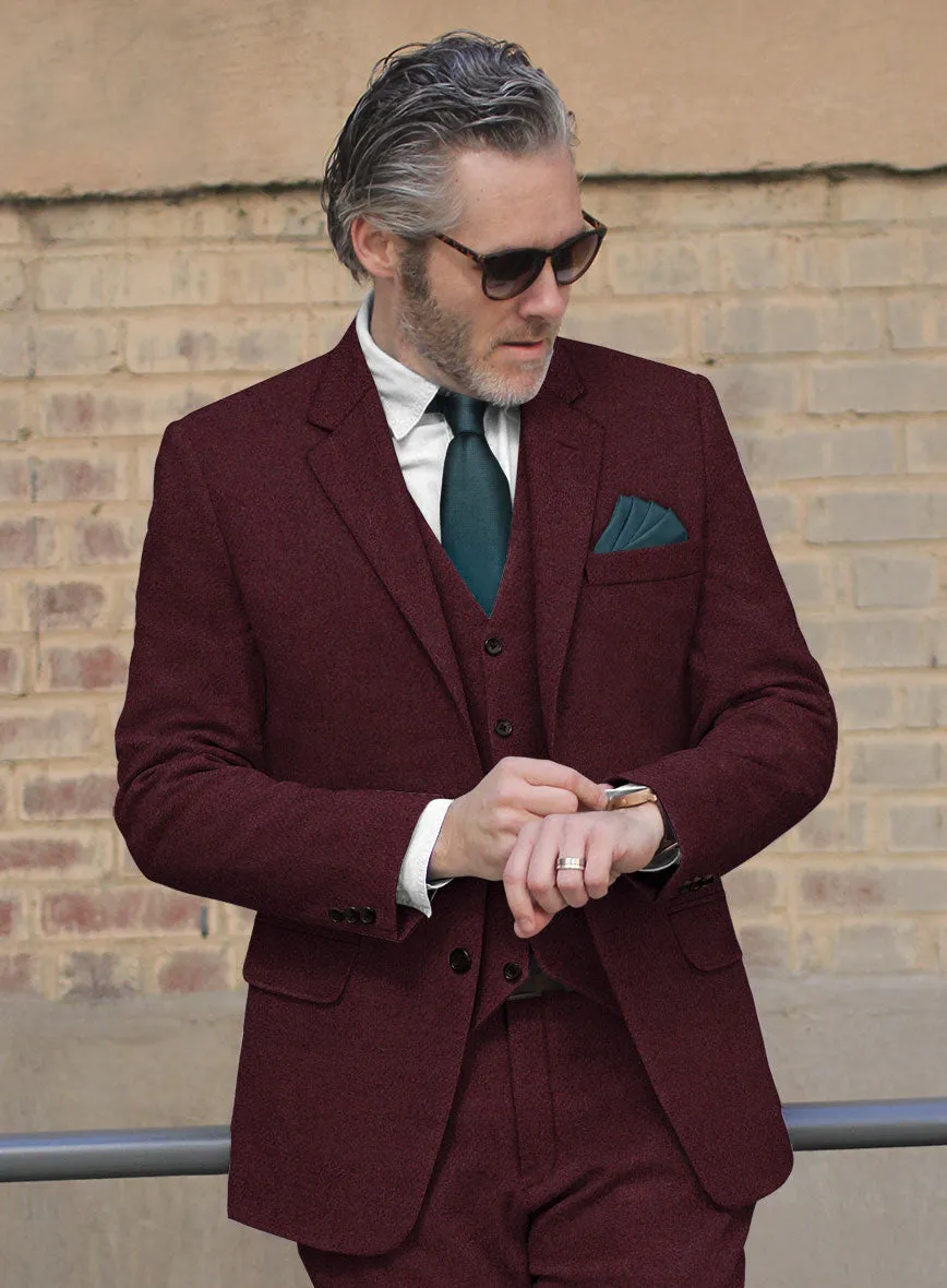 Dark Wine Heavy Tweed Jacket