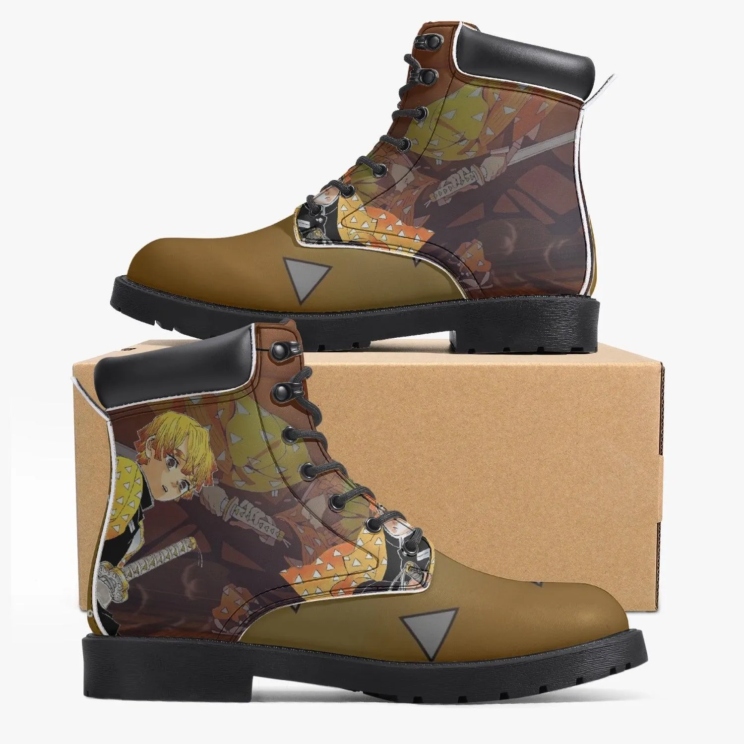 Demon Slayer Zenitsu Agatsuma Casual Leather Boots Anime Shoes