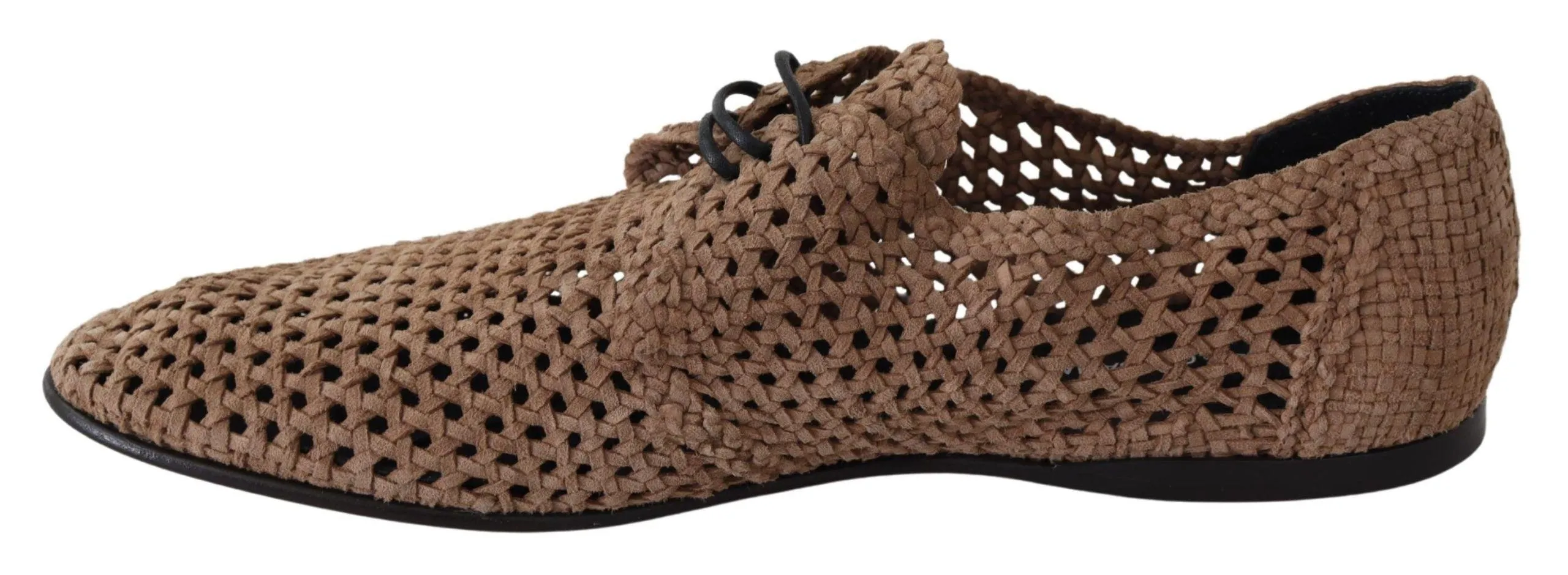 Dolce & Gabbana Beige Woven Suede Derby Leather Mens Shoes