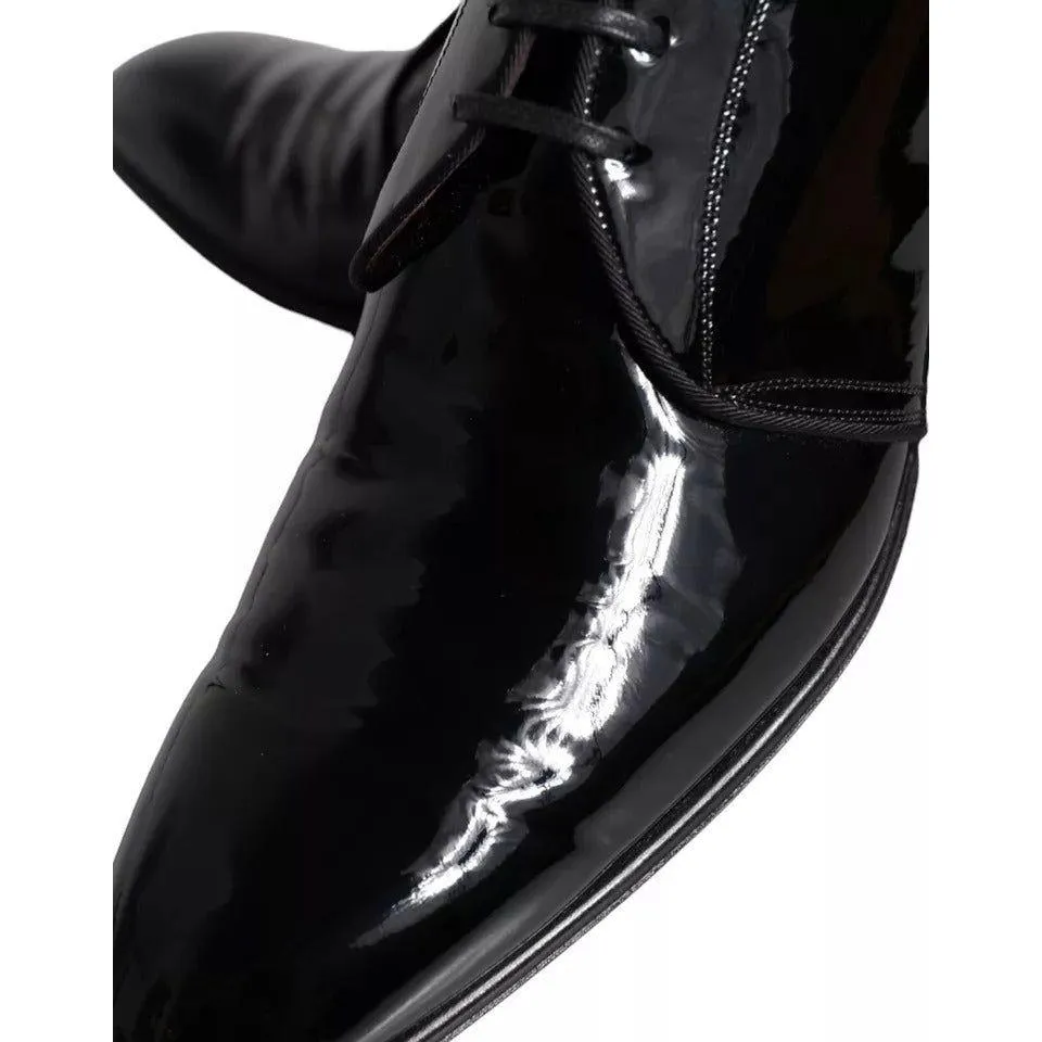 Dolce & Gabbana Black Patent Leather Derby Men Dress Shoes