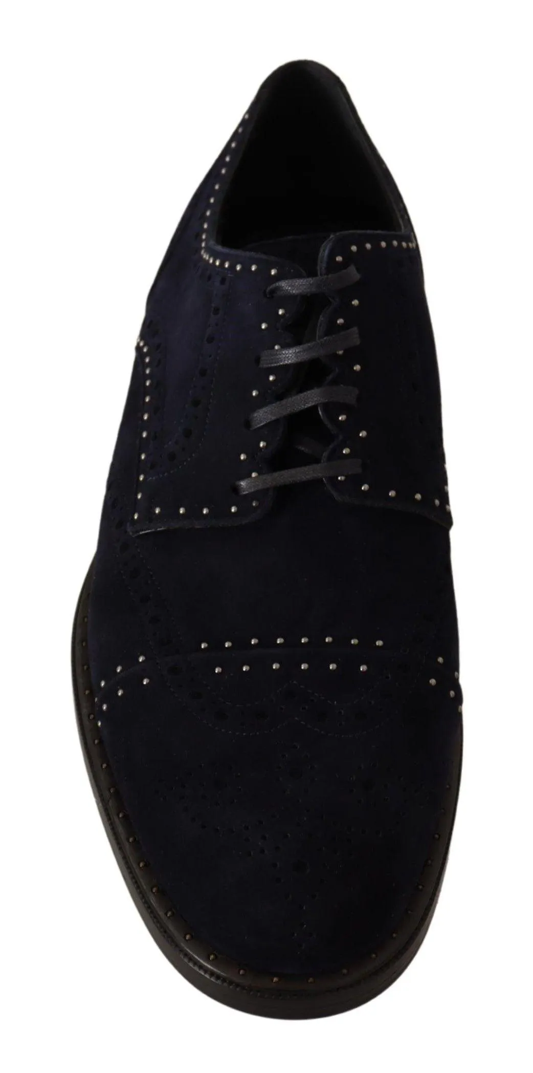 Dolce & Gabbana Blue Suede Leather Derby Studded Shoes