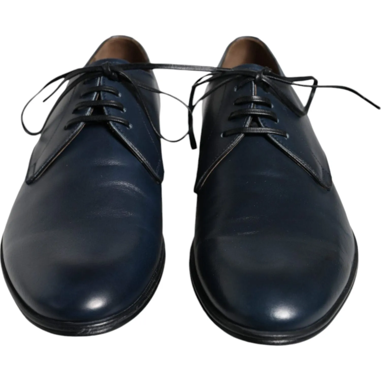 Dolce & Gabbana Navy Blue Leather Derby Dress Formal Shoes