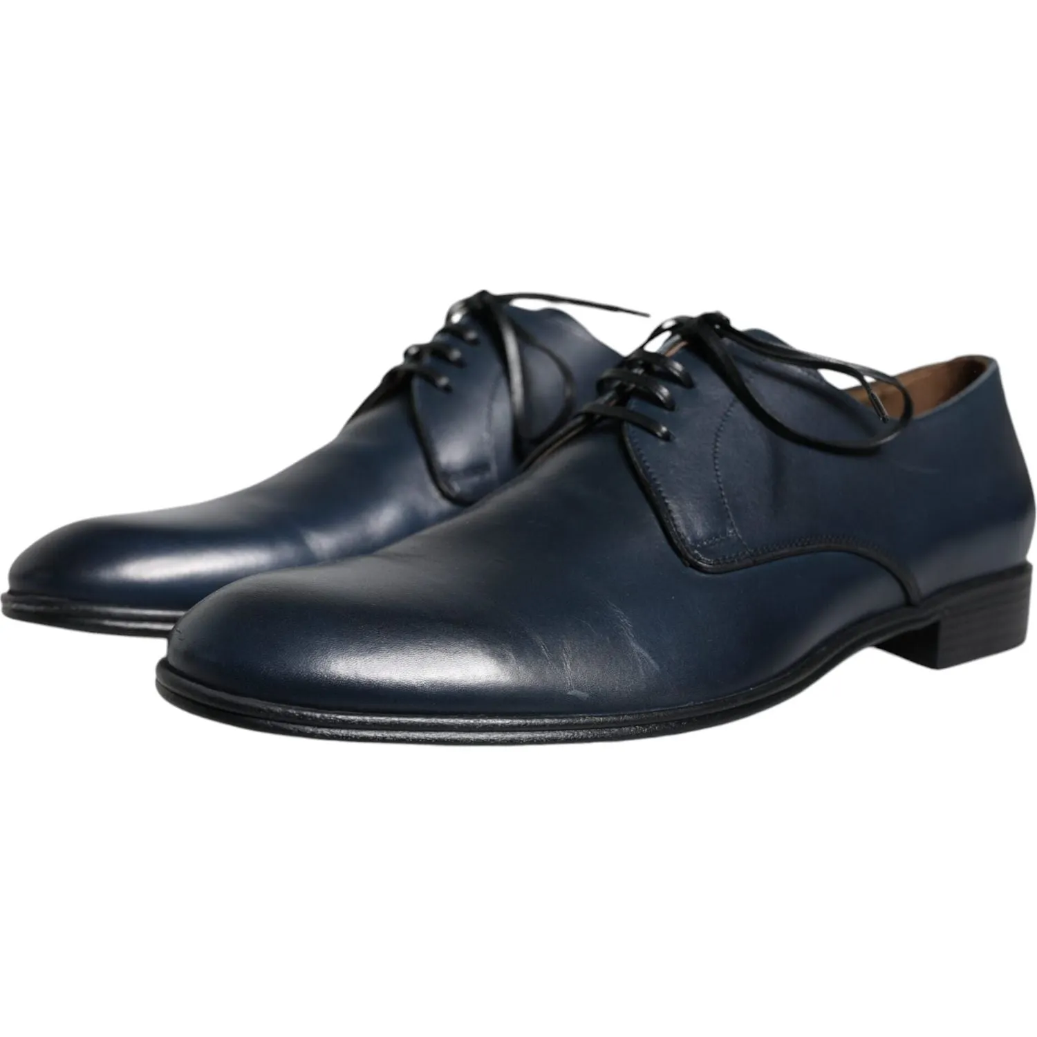 Dolce & Gabbana Navy Blue Leather Derby Dress Formal Shoes