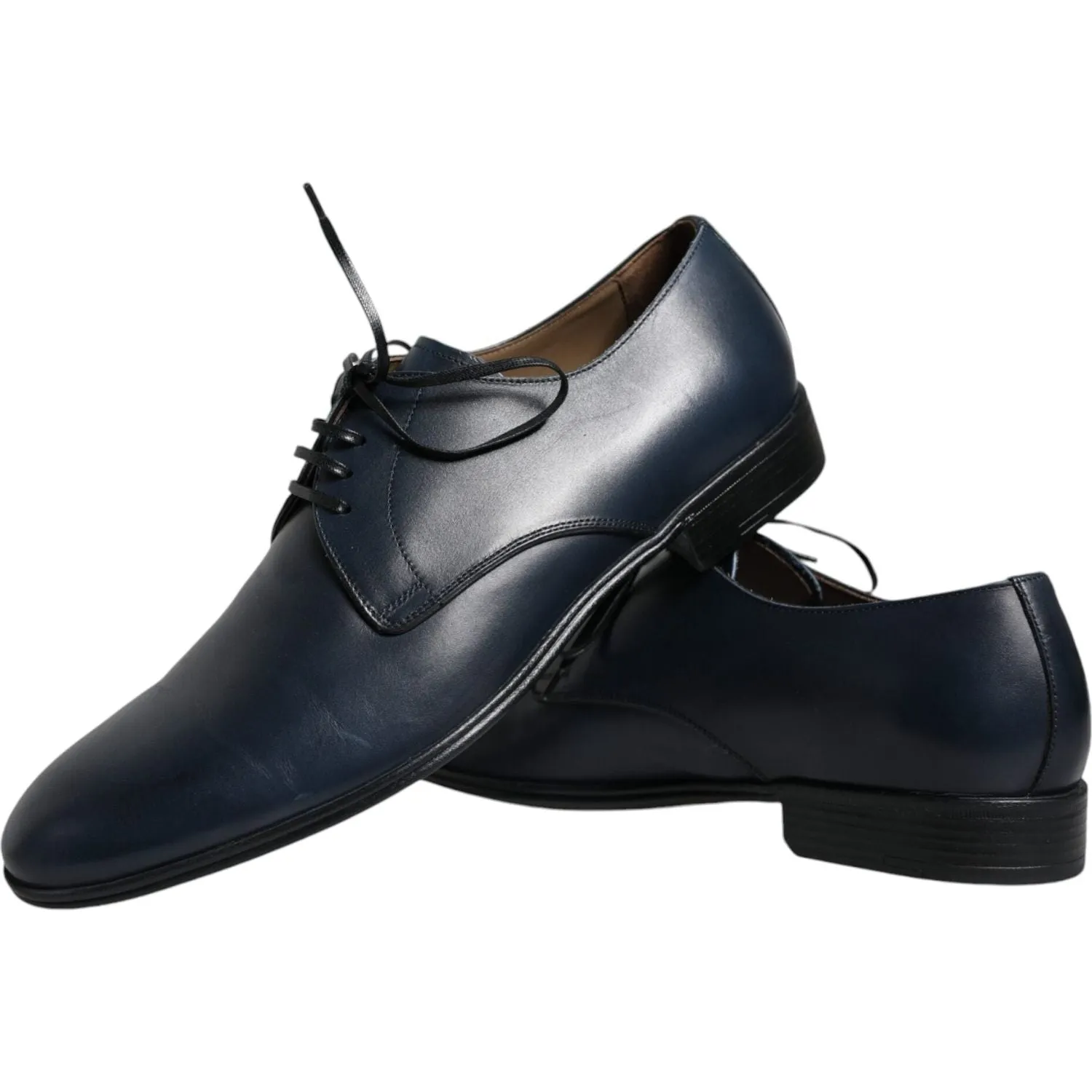 Dolce & Gabbana Navy Blue Leather Derby Dress Formal Shoes